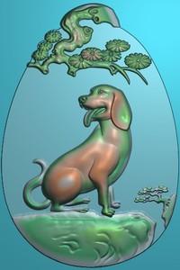 精雕图玉雕木雕浮雕雕刻图电脑雕数控雕刻十二生肖狗松树部分有线