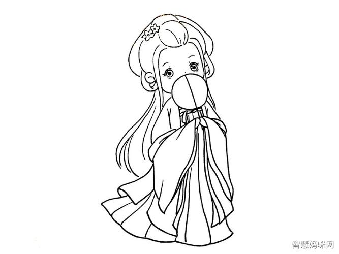 犹抱琵琶半遮面古风小女孩简笔画教程