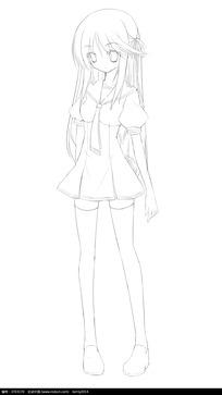 卡通女孩手绘线稿