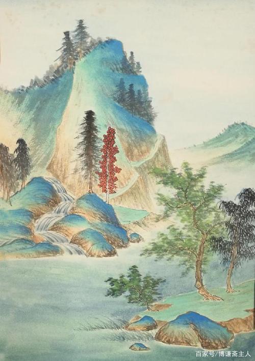 一组风格相近的青绿山水画作品欣赏(图)