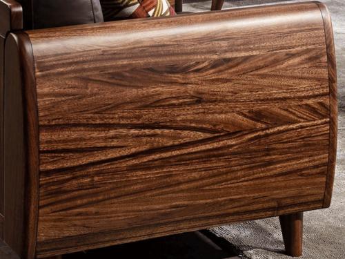 木梵家具现代客厅沙发hx58实木简约轻奢真皮沙发组合乌金木家具黑胡桃