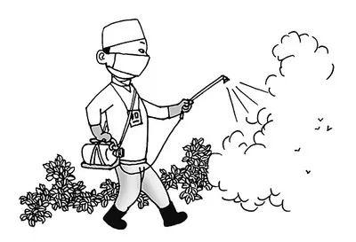 喷洒消毒的简笔画