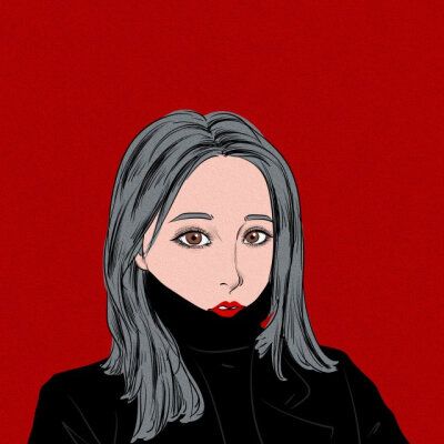 手绘情侣头像复古风