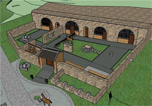 黄土高原陕北民宿民居民宅农舍农家乐窑洞建筑庭院su模型sketchup