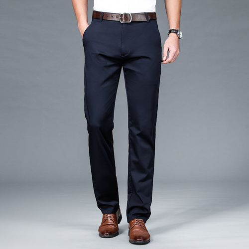 男士休闲裤商务直筒宽松男装高端西裤春季新款中年绅士弹力长裤子