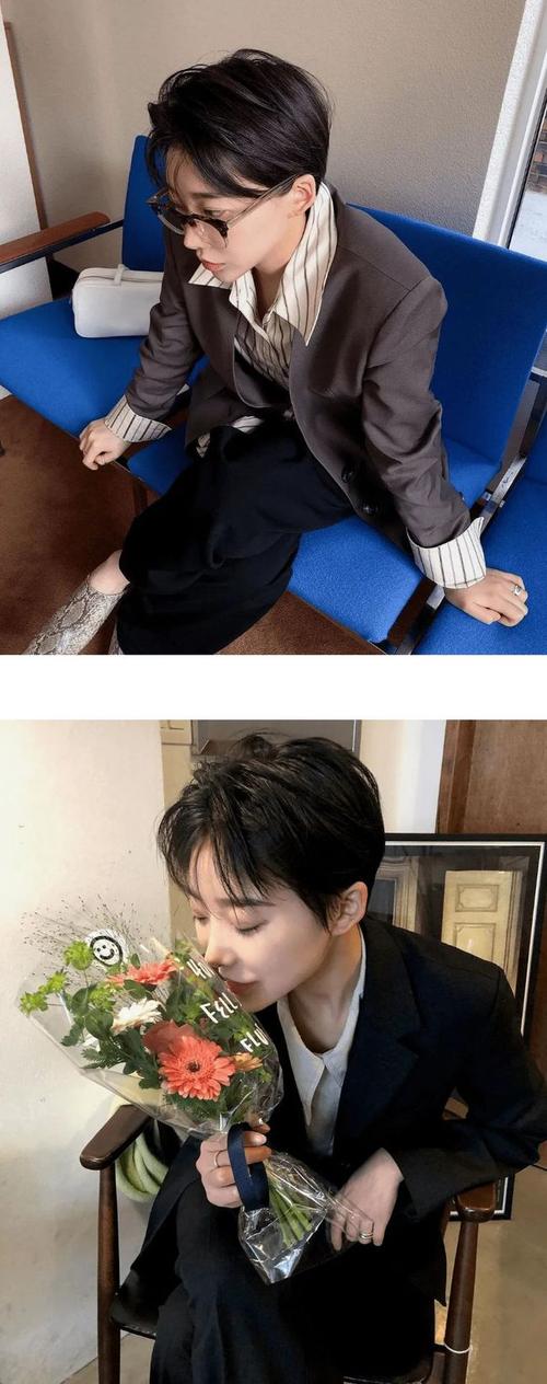 这种自然又有层次的短发发型,比较容易凸显出五官比例和脸部线条