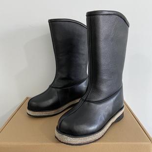 精品蒙古羊毛靴头层牛皮男士棉靴户外靴雪地靴马靴防滑中筒靴冬季