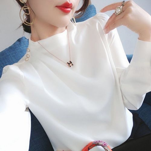 图片女2021最新款,2021年图片大全好看女 【品质货】好气质雪纺衫女长袖2021春季最新款宫廷风