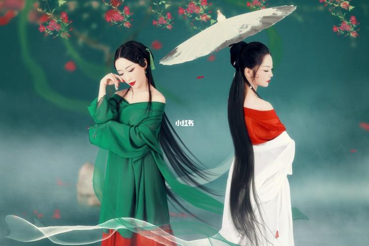 青蛇&白蛇9797_闺蜜照_工笔画_白蛇_摄影_写真