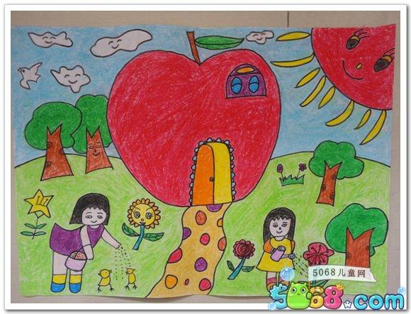 勤劳的小姑娘五一儿童画