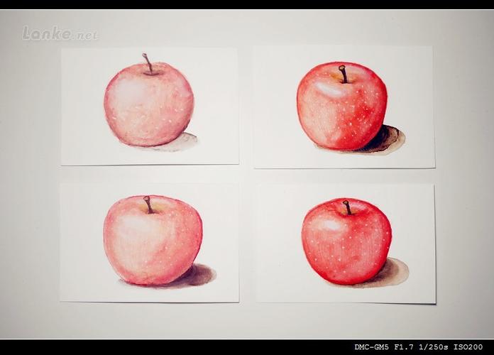 试画水彩苹果