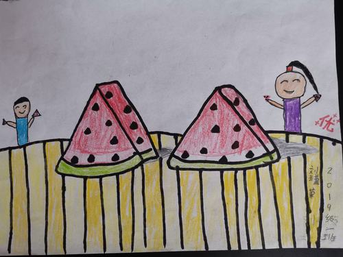 英才小学二年级美术《瓜果飘香》作业分享