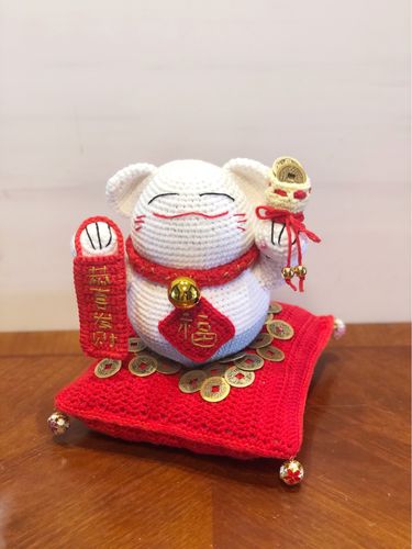 钩针玩偶招财猫,太喜欢啦!_玩偶_招财猫_甜品_蛋糕_兴趣爱好_手工