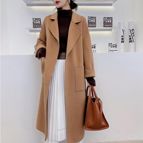 秋冬新款双面羊绒大衣女中长款加厚廓形宽松 羊毛高端毛呢外套 100