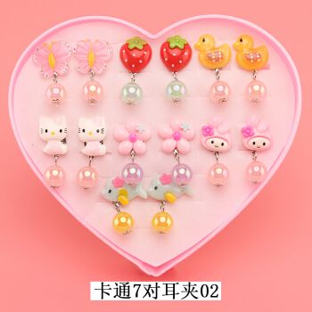 儿童无耳洞假耳环耳夹女生韩版公主小孩耳夹女童小学生耳钉小戒指宝宝