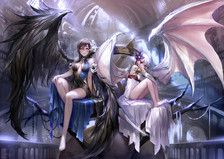 p站 唯美 意境 插画 壁纸 美少女 动漫 头像 二次元 天使与恶魔