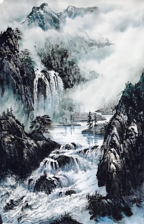 笔落云起,墨到烟生.画出了一幅幅浓丽清新的山水画