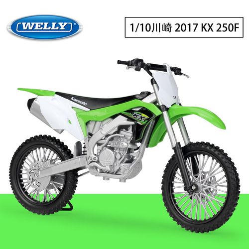 川崎250越野摩托车,川崎250休旅 welly威利1:10川崎 2017 kx 250 仿真合金越野摩托车