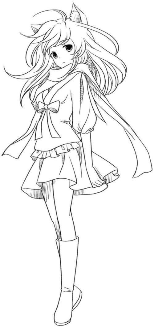 动漫女孩背影图片长发唯美铅笔画智德教育文库