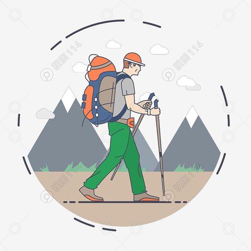 驴友徒步山丘背景