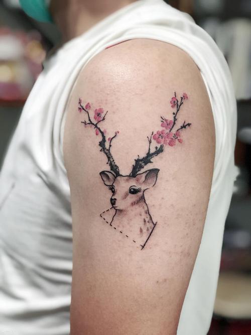 梅花鹿_纹身图案手稿图片_小晖的纹身作品集