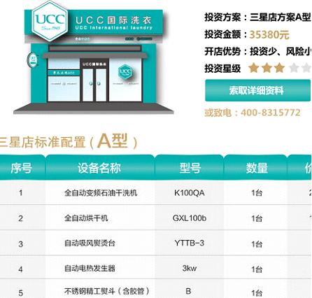 干洗店加盟连锁哪家好:ucc国际洗衣成熟干洗品牌