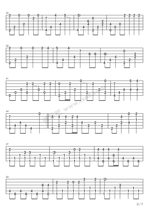 吉他谱:air - 鸟之诗