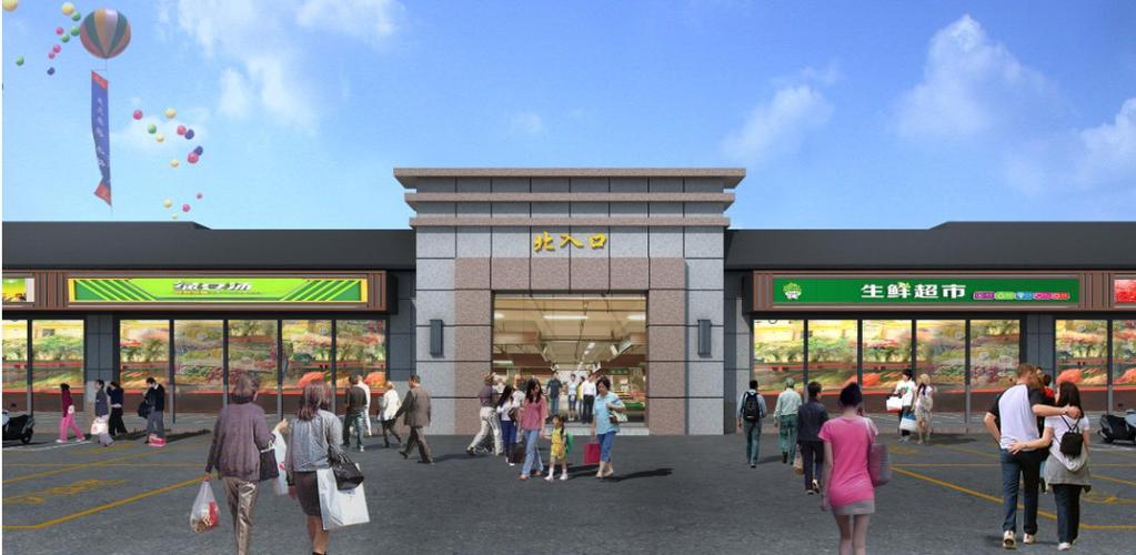 硕放商城农贸市场大门效果图