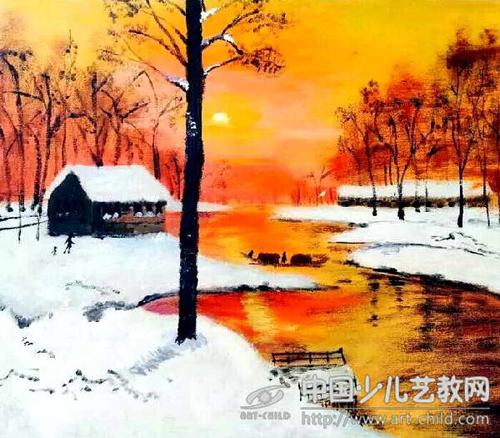 儿童画-雪景-《少儿画苑》第23届国际少儿书画大赛