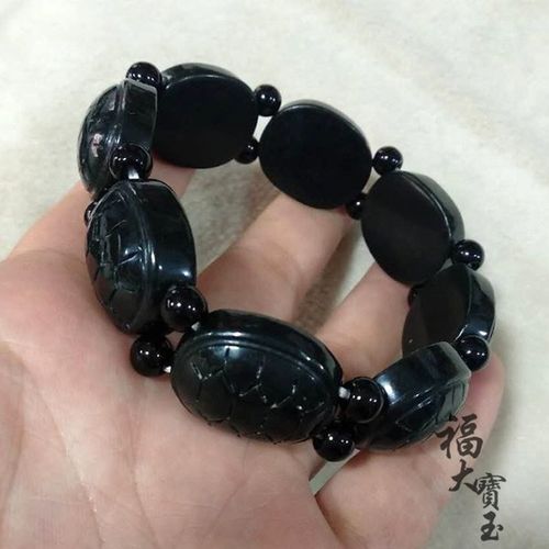 天然新疆和田玉青玉龟壳手链青墨玉乌龟背富贵长寿手链手串男女款