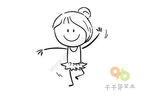 q版跳舞小女孩简笔画步骤图-儿童简笔画大全