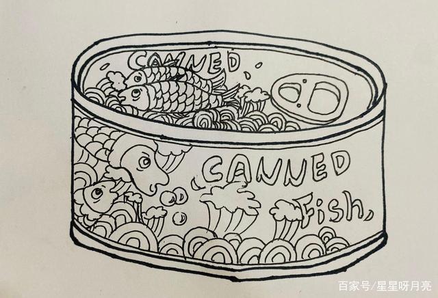 创意儿童画——美味的鱼罐头,简单易学