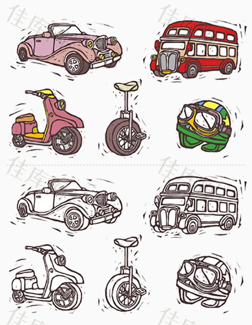 手绘交通工具