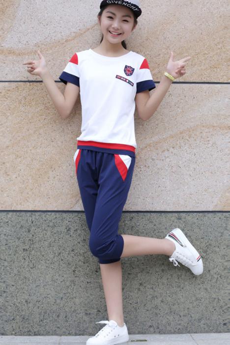 2018夏女中学生夏装学生休闲运动套装少女装青少年初中生款运动服