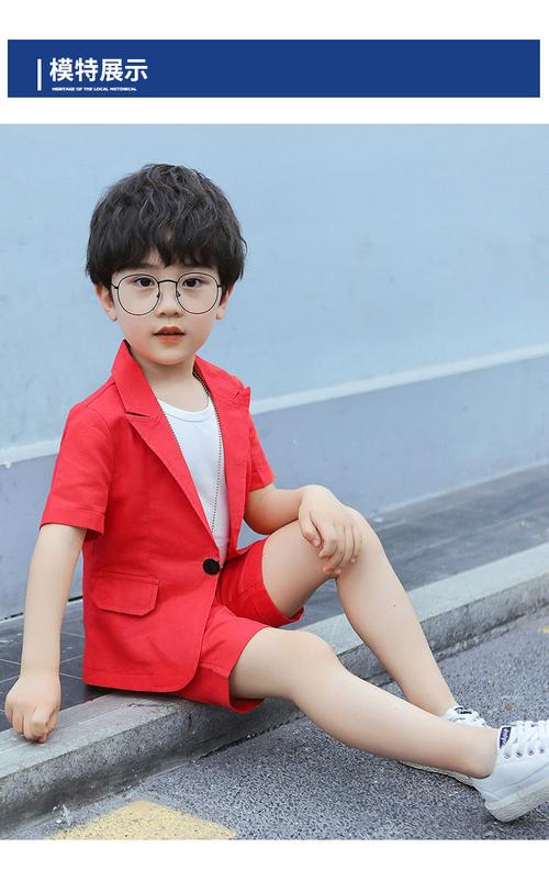 小男孩穿的男童西装套装短袖春夏主持走秀表演小孩休闲男花童礼服儿童