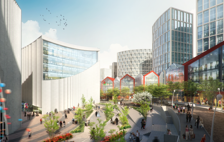 国外风商业环境景观效果图(高差)psd