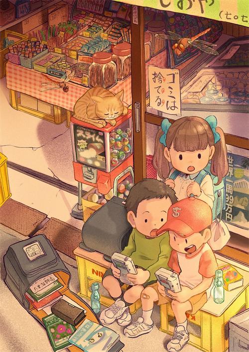 温馨治愈10款童年场景插画