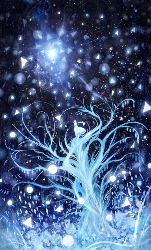 美少女 夜空 壁纸 唯美 二次元 梦幻 动漫 蓝色系 头像 二次元