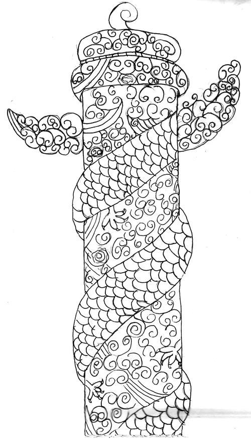 华表涂色绘画