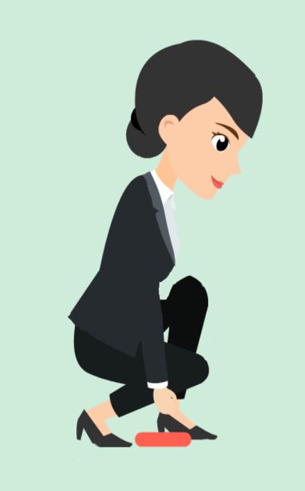 蹲姿: 两腿向下蹲,臀部向下,一脚在前,一脚在后,前脚全着地,小腿基本