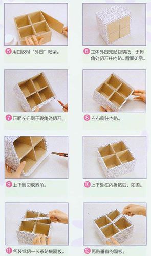 变废为宝手工小制作大全收纳盒怎么做 1,纸板以纸型裁剪.