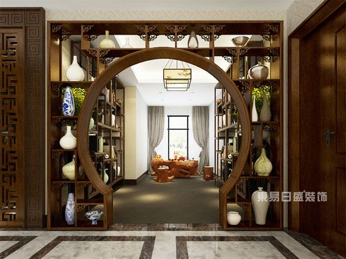中式风格月亮门书房效果图_2019装修案例图片-东易日盛装饰集团官网