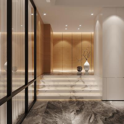 现代过道装饰柱 现代过道 极简柱子 落地灯 挂画【id:428267869】