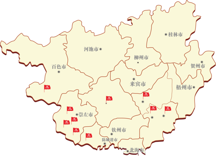 靖西 龙州 凭祥 宁明 爱店 东兴 南宁 贵港 玉林 容县