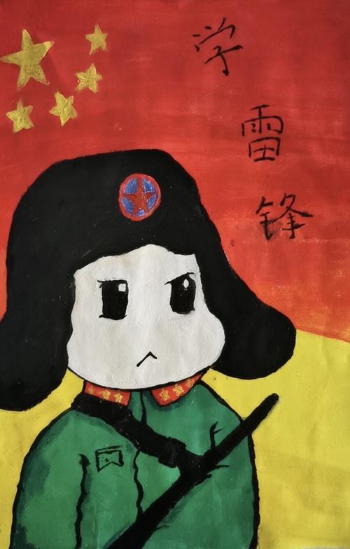 孩子们精心制作手抄报,用画笔绘制雷锋叔叔,雷锋精神永记心中