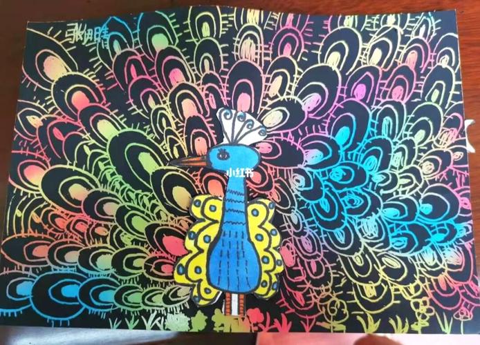 刮画/孔雀_素描_文化_绘画