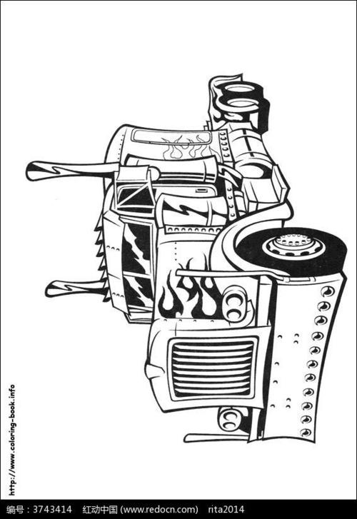 卡通擎天柱汽车线描图片