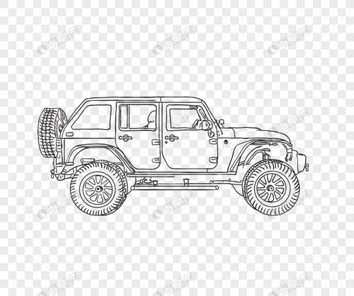 线描越野汽车的矢量素材