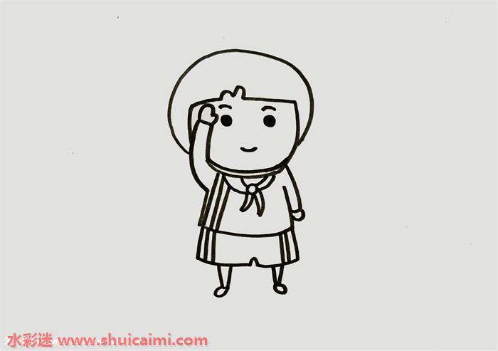敬礼小学生怎么画 敬礼小学生简笔画漂亮彩色