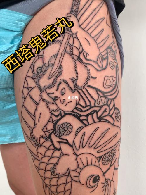 老传统《鬼若丸治鲤》线条_纹身_日式老传统纹身_美妆